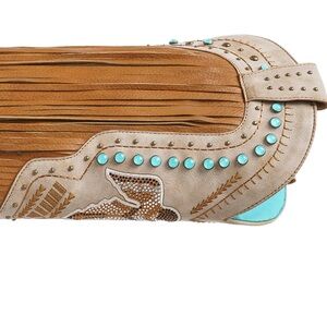 Fringe Western Boots with Turquoise Accents